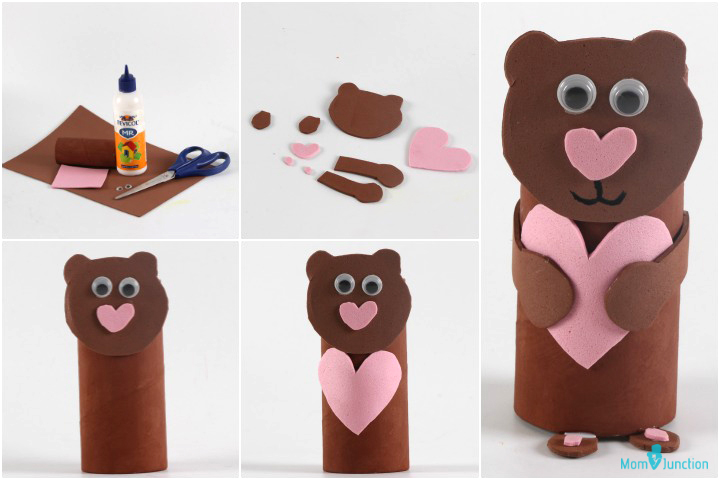 Paper sponge bear themed animal crafts for kids