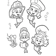Study time of Bubble Guppies coloring page