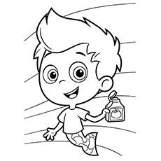 Gil with a bottle, Bubble Guppies coloring page