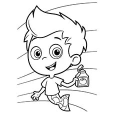Gil with a bottle, Bubble Guppies coloring page