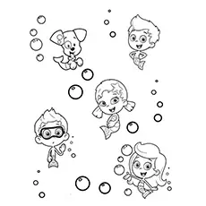 Puppy and Bubble Guppies coloring page