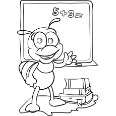 Cartoon bee in preschool coloring page