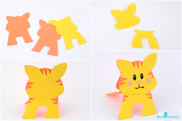 Paper cat themed animal crafts for kids