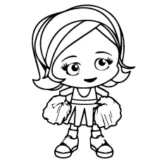 Little girl as a cheerleader coloring page