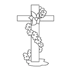 Cross with flowers coloring page_image