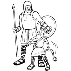 David and Goliath B and W Coloring Pages