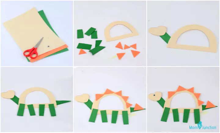 Paper dinosaur themed animal crafts for kids