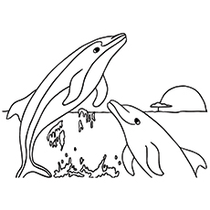 Dolphins in ocean coloring page