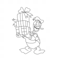 Duck gift disney christmas coloring pages