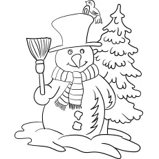 Printable snowman with a hat coloring pages