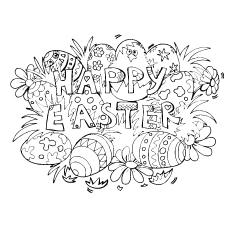 Easter Background With Easter Eggs Coloring Page to Print Free