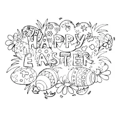 Easter Background With Easter Eggs Coloring Page to Print Free