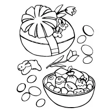 Coloring Page of Easter Egg With Candies Inside