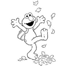 Enjoying the fall leaves cute elmo coloring pages