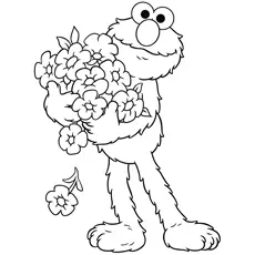 Collecting flowers cute elmo coloring pages