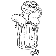 Inside the dustbin cute elmo coloring pages