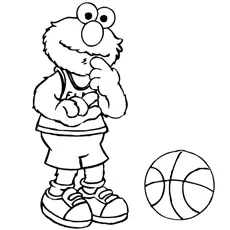 Playing basketball cute elmo coloring pages