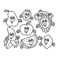 Fruits with faces apple coloring pages