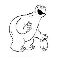 Funny Cookie Monster playing rugby coloring page