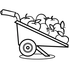 Garden wheelbarrow with apples coloring pages