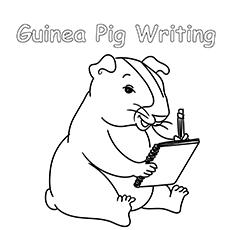 Guinea pig writing coloring page