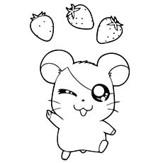 Guinea pig and strawberry coloring page