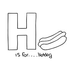 Hot dog starting with letter H coloring pages