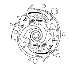Koi fish tattoo design coloring page