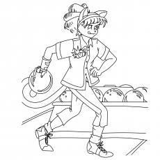 Kitty making a shot, Barney coloring page