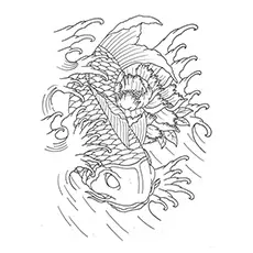 Koi fish by Lucky cat tattoo coloring page