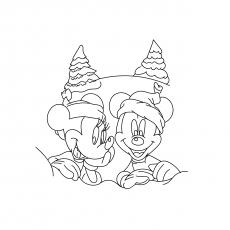 Minnie and monkey disney christmas coloring pages