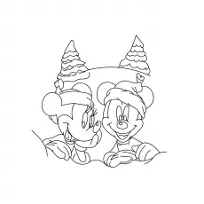 Minnie and monkey disney christmas coloring pages