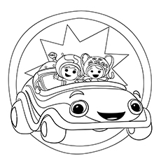 Millie Geo and Bot in Umicar, Team Umizoomi coloring page