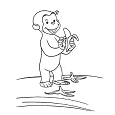Monkey littering the way with banana peel coloring page