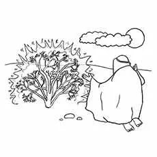 Burning of the bush by Moses coloring page_image