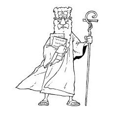 Moses with his staff and Ten Commandments coloring page