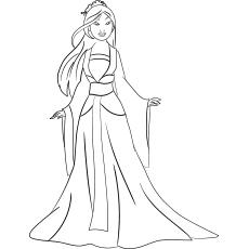 Mulan Princess Sheet to Color for kids