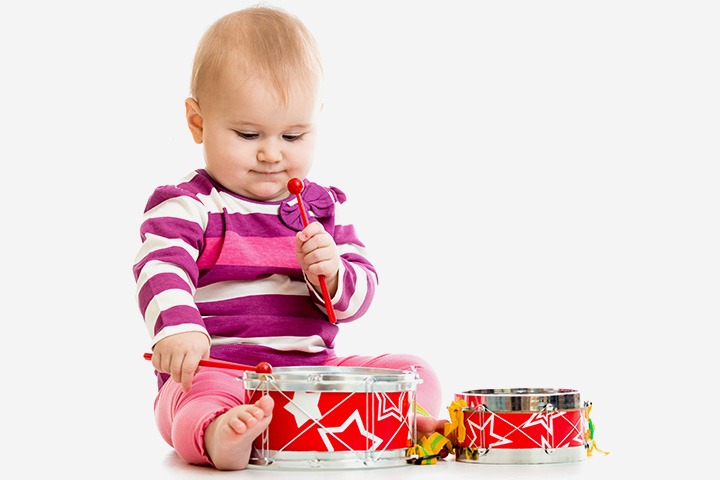 Musical drum set activities for 16 month old baby