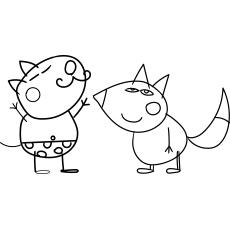 Freddy fox and peppa pig coloring pages