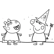 Halloween party with peppa pig coloring pages