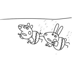 Friends swimming with peppa pig coloring pages