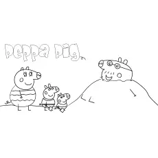 At the beach peppa pig coloring pages