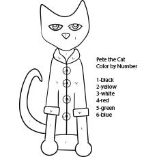 Pete the Cat numbered coloring page