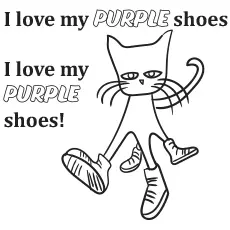 Pete the Cat loves purple shoes coloring page