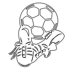 Popular shoes and soccer ball coloring page