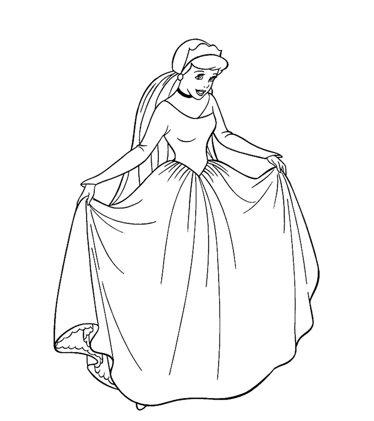 disney princess ariel in a dress coloring pages