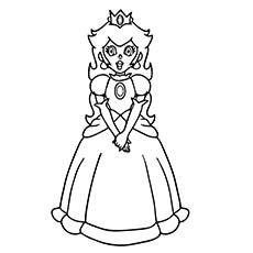 Princess Peach looking coloring page