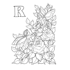 R for roses coloring page