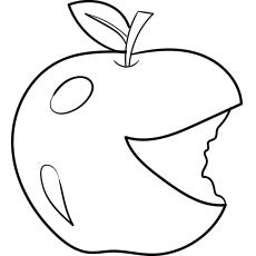 Red delicious bitten apple coloring pages