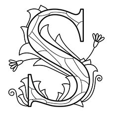 Floral patterns on letter S coloring pages